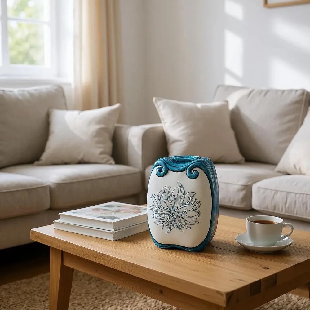 Blue and White Floral Vase